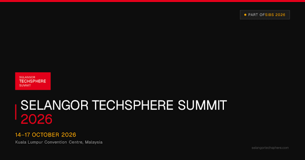 Dark banner for Selangor TechSphere Summit 2026 with red accent; dates Oct 14–17, 2026 at Kuala Lumpur Convention Centre, Malaysia.